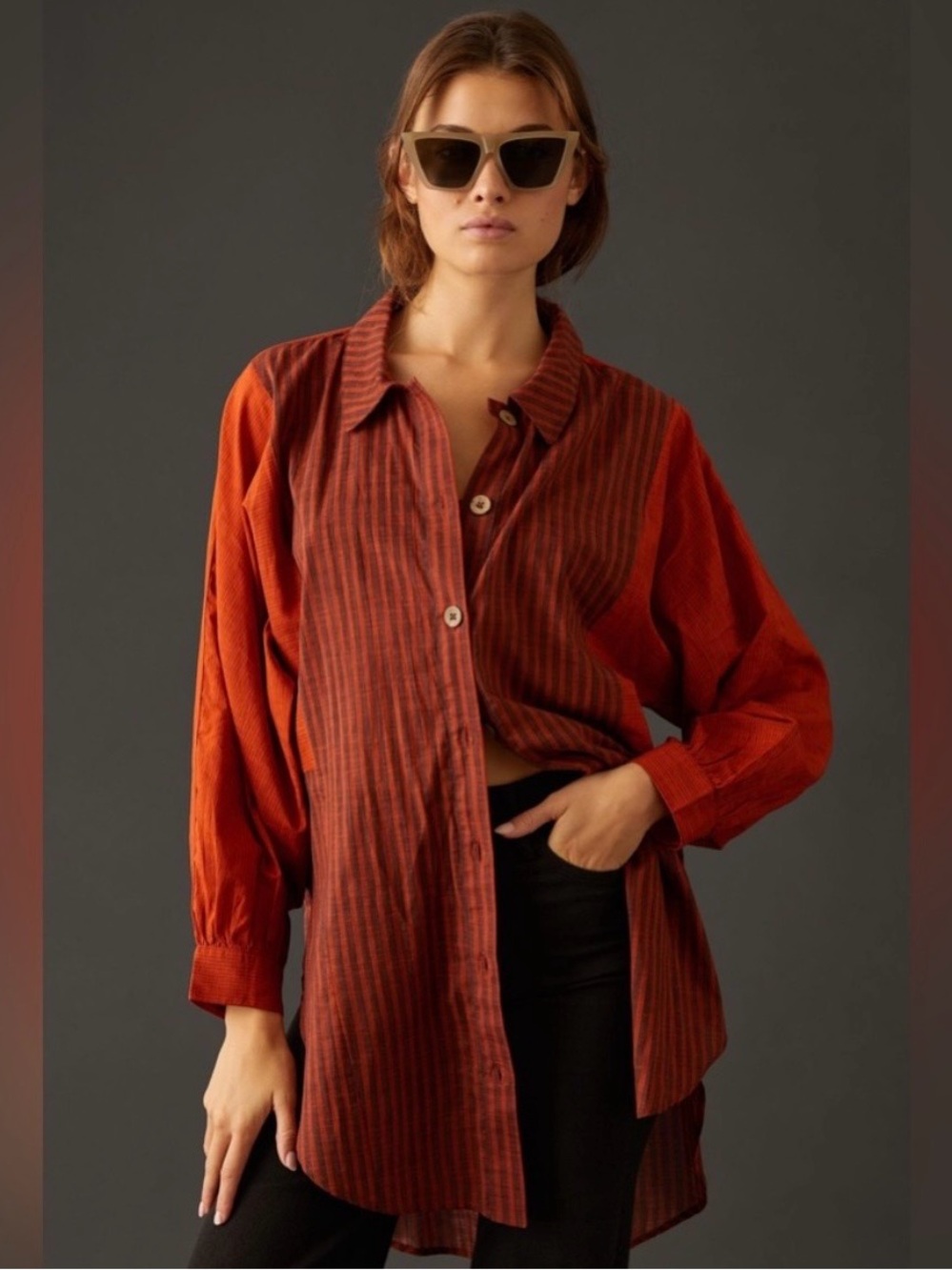 Anthropologie Gauze Relaxed Striped Button-Up Shirt - Women